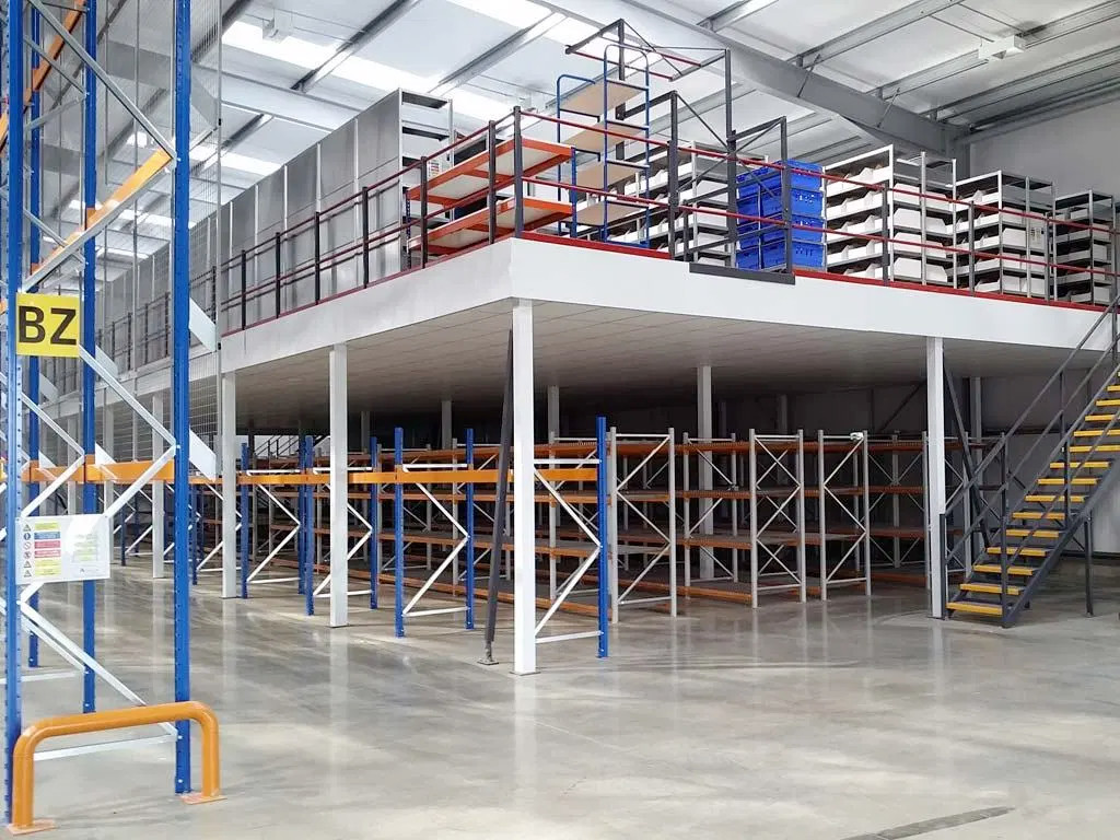 Custom Supported Industrial Grating Cold Storage Steel Mezzanine Shelving Floor Racking
