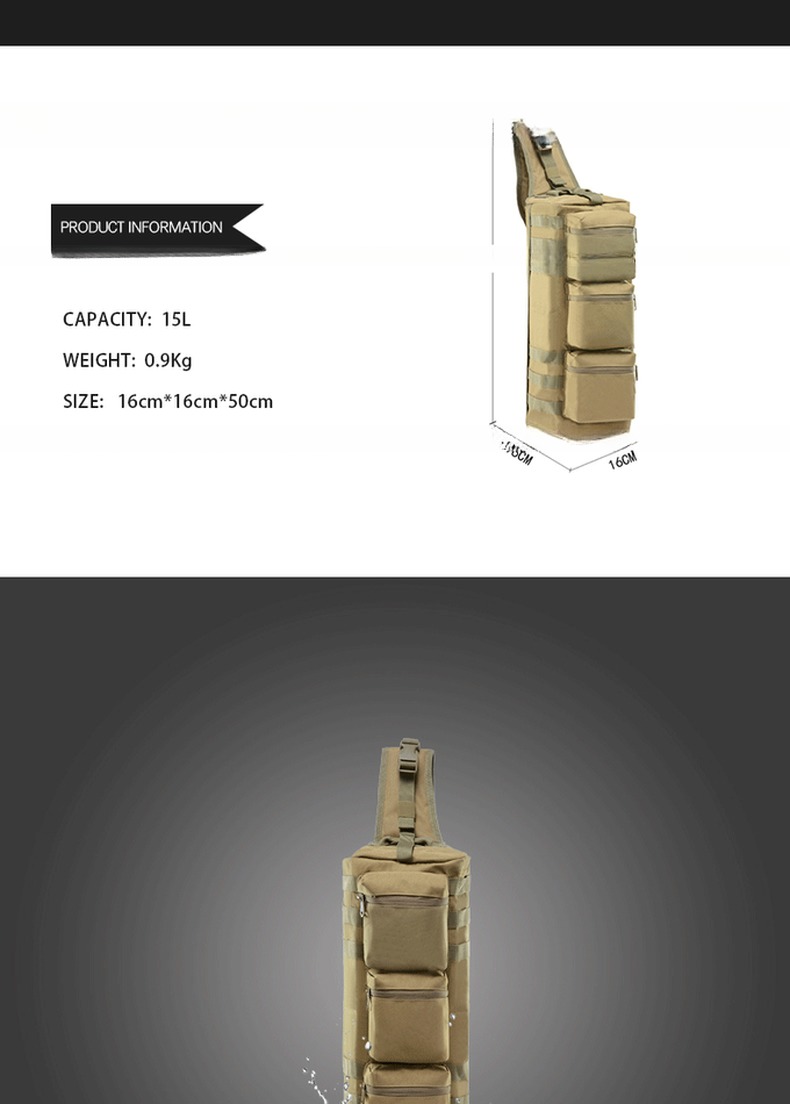 Comfortable Inclined Shoulder Backpack Khaki Bag with External Frame and Three Pockets