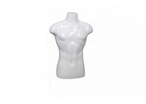  Male Upper Body Shop Display Dummy Fiberglass Material Glossy White Color Manufactures