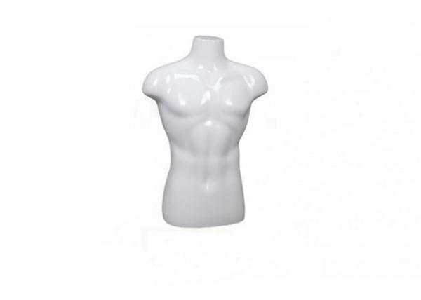 Quality Male Upper Body Shop Display Dummy Fiberglass Material Glossy White Color for sale