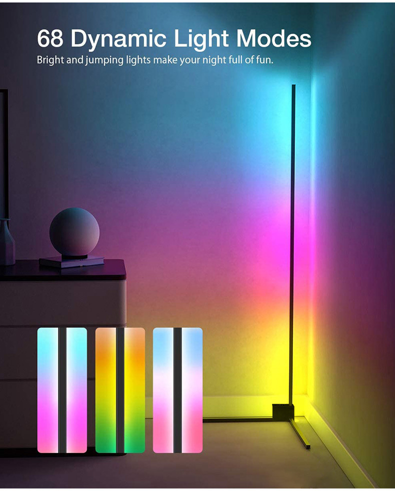 Dropshipping Nordic Modern Decorative Smart APP Remote Control Colorful RGB LED Floor Lamp Tripod Corner Floor Lamp Hom