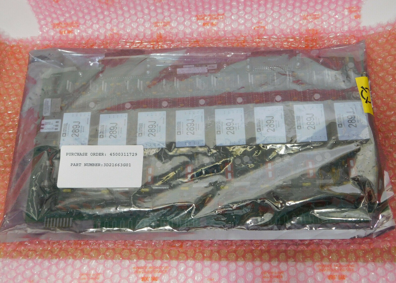 EMERSON 3D21663G01 10, PC Card, Output, Analog, Serial number matches factory box label.