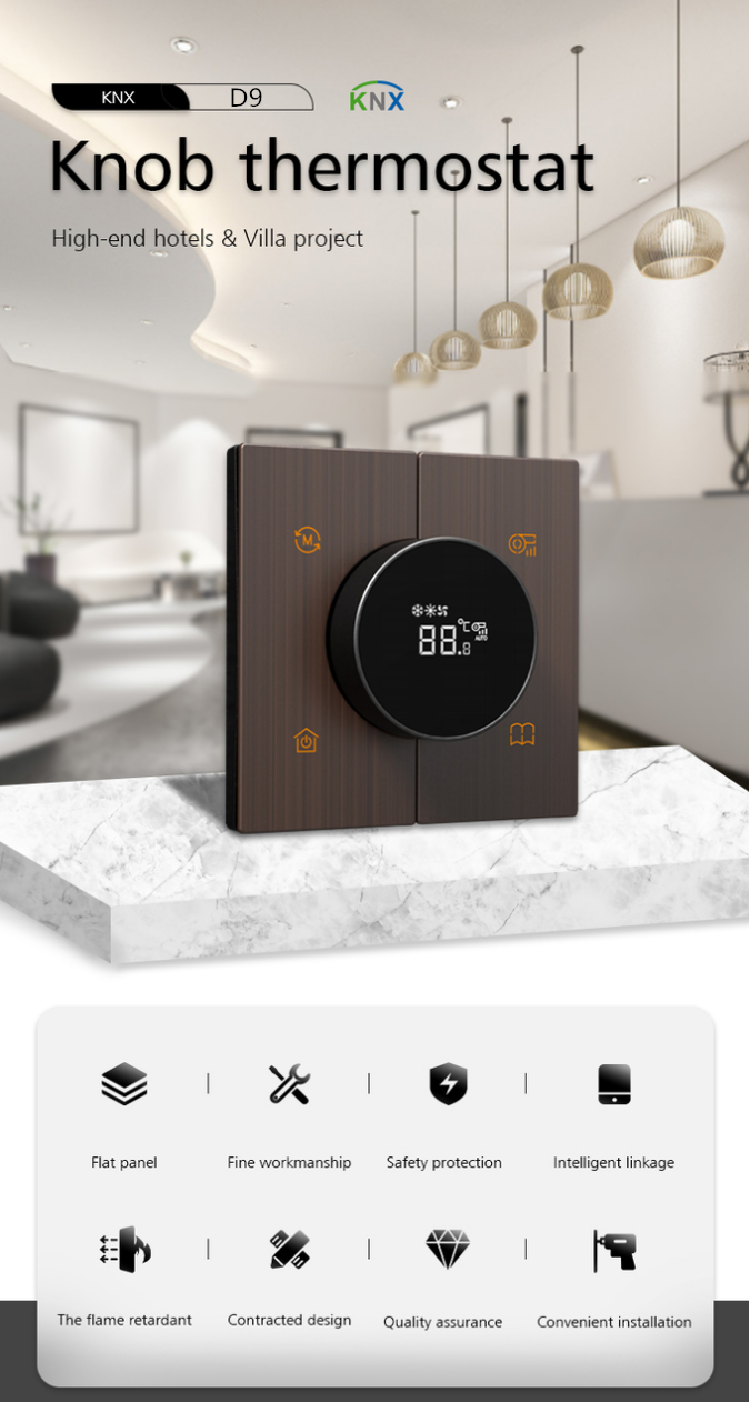 86x86mm Home Smart Thermostat , 24V DC Knob Style Thermostat