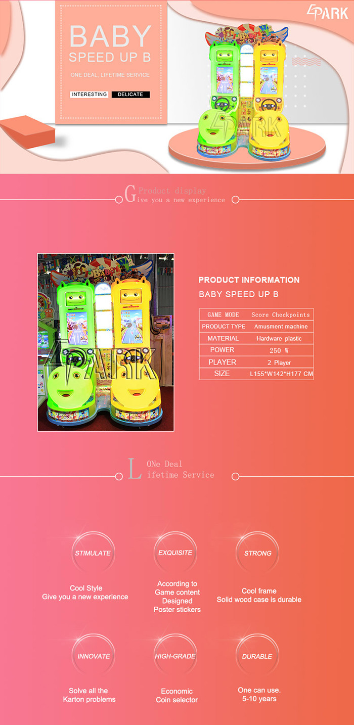 Baby Racing Game Machine / Kids Electronic Video Game Amusement Arcade Games Machines