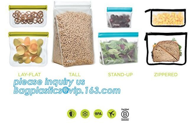 Food Grade Leakproof Fresh Large Zipper Freezer Reusable Silicone Food Preservation Storage Bags With bagplastic