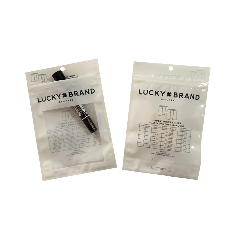 Custom Logo Frosted Window Zipper Close Poly Clothing Bag For Packaging