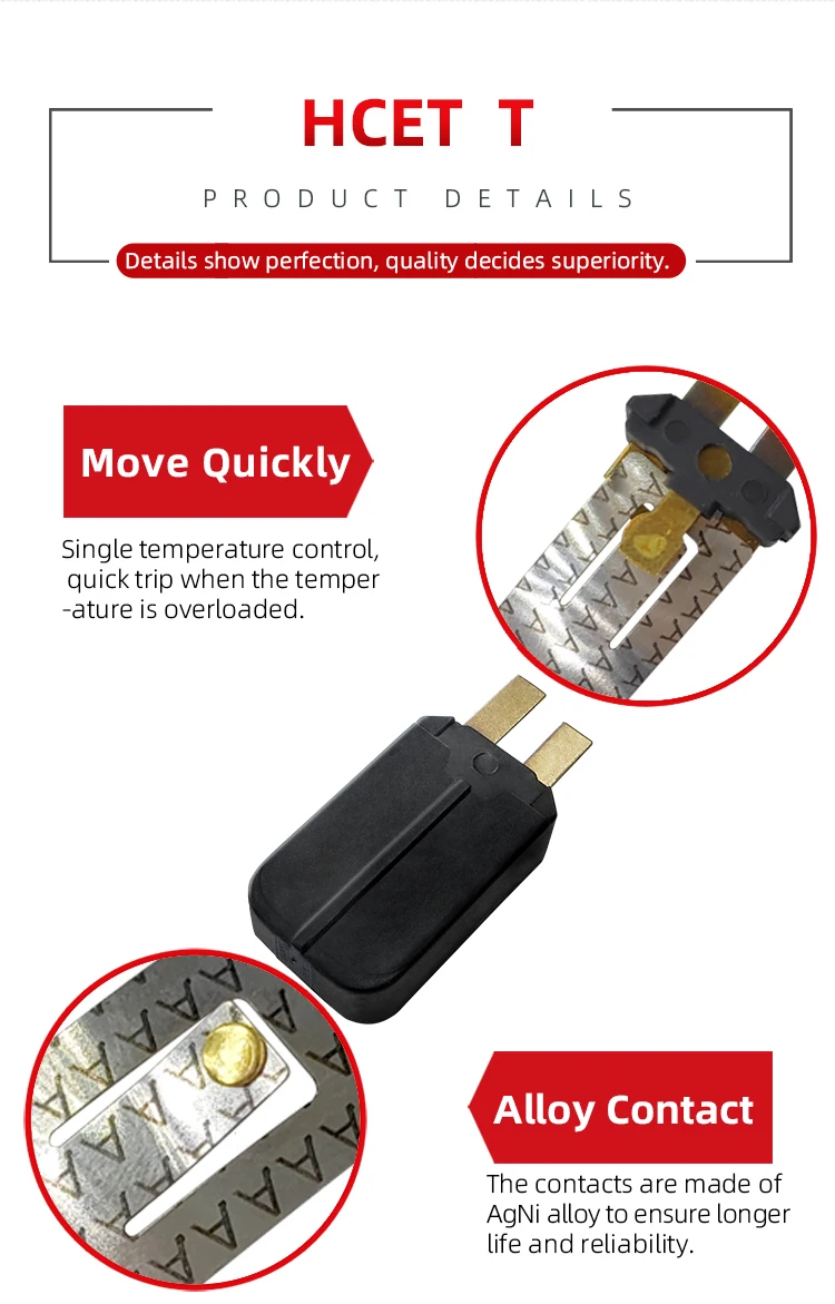 HCET-T Series Bimetal Overload Switch Thermal Motor Overheating Protection 1A-80A