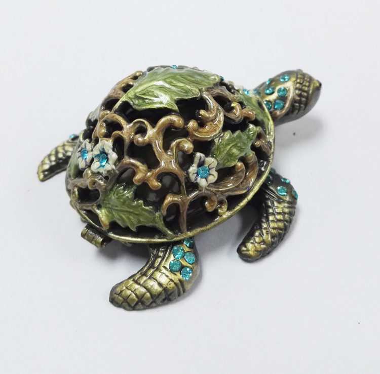 Turtle Custom exquisite turtle shape pewter animal trinket jewelry box