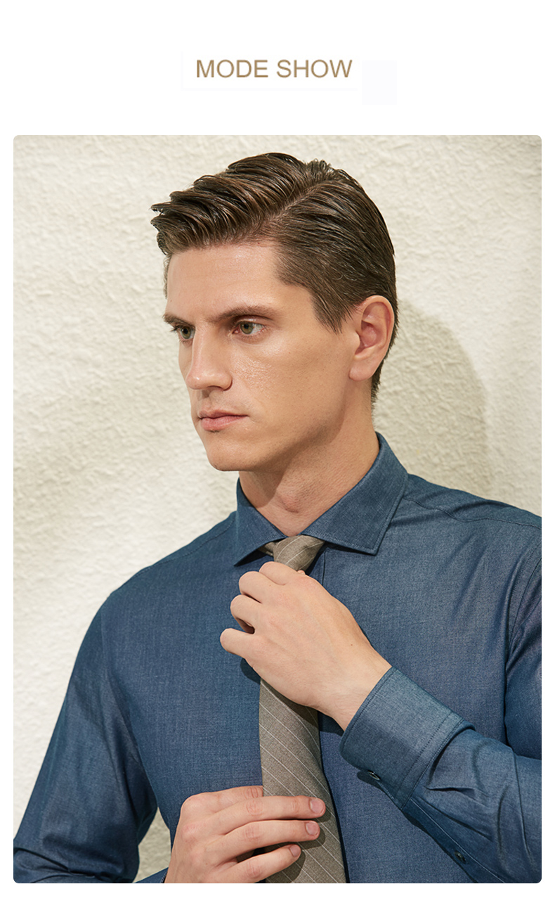 Solid Pattern French Cuff Colored Sweat Plaid Printed Slim Fit Shirts for Businessmen