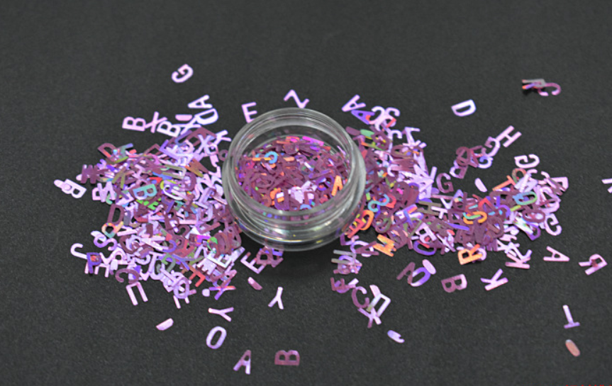 Excellent Nail Art Effect Poly Holographic Chunky Glitter Letter Shape Glitter Mix for Crafts within 365 Colors