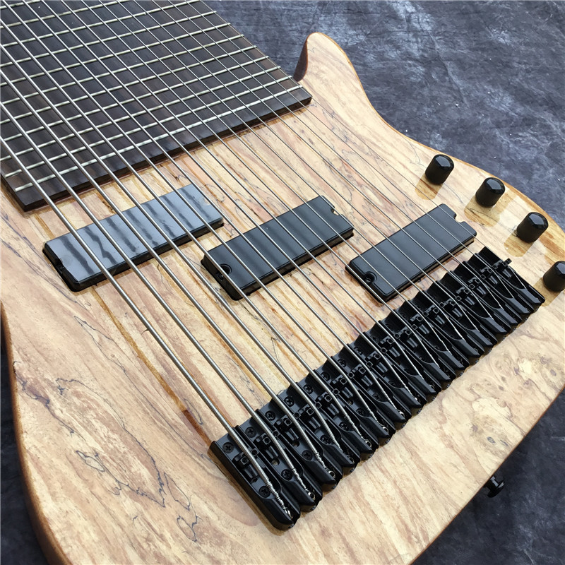 Custom 17 Strings Neck Through Body Electric Bass Guitar with Rosewood Fingerboard Fretless Inlay