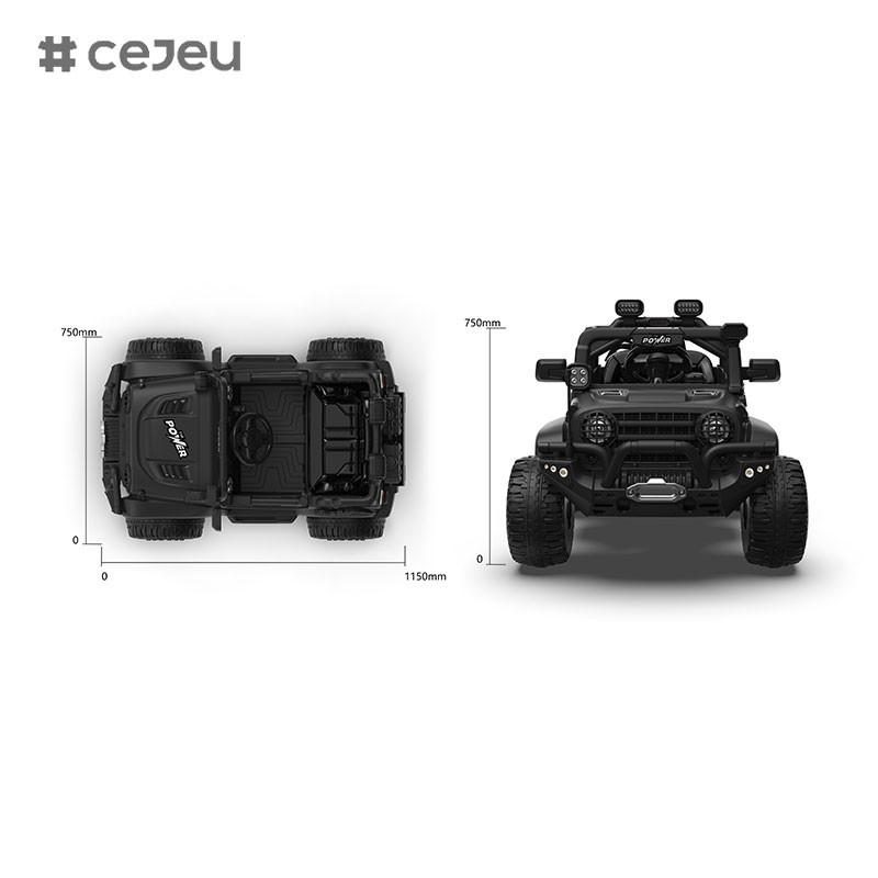 CJ-5399 12V 2 Seater Kids Ride on UTV Car, 4.5AH Electric Vehicle Truck Car with 2x550W Motor，Black/Dark green/Orange