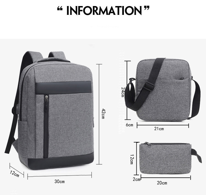 Black ODM Unisex Backpack Sets Business 3 In 1 Laptop Backpack Set School