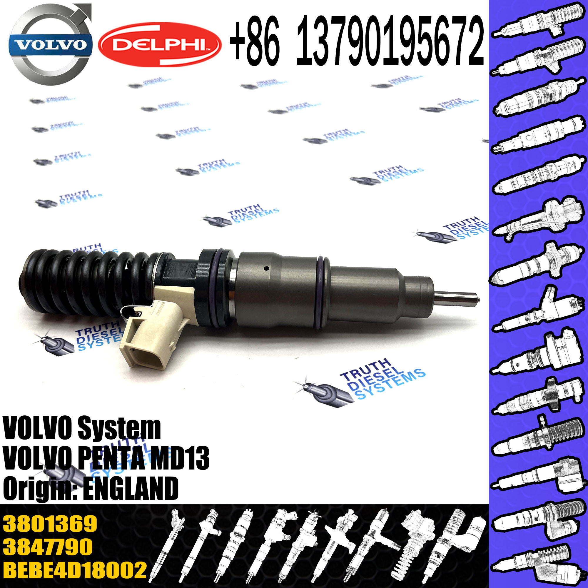 3801368 3801369 Diesel Fuel Injector BEBE4D27001 BEBE4D18001 for Penta MD13 Engine