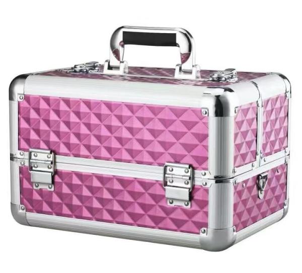 Rose PVC Beauty Case Waterproof Aluminum Makeup Case For Travel Portable