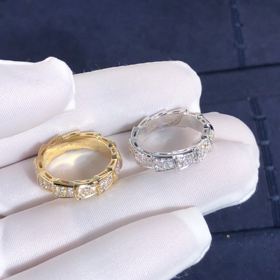Hot Fine Jewelry High-End High Quality 18k Pure Gold Natural Diamonds Serpenti Viper Ring