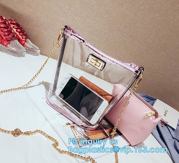 Gift bag clear shopping bag custom PVC plastic shopping bag, shiny pvc handle shopping hand bag clear tote bags ladies h
