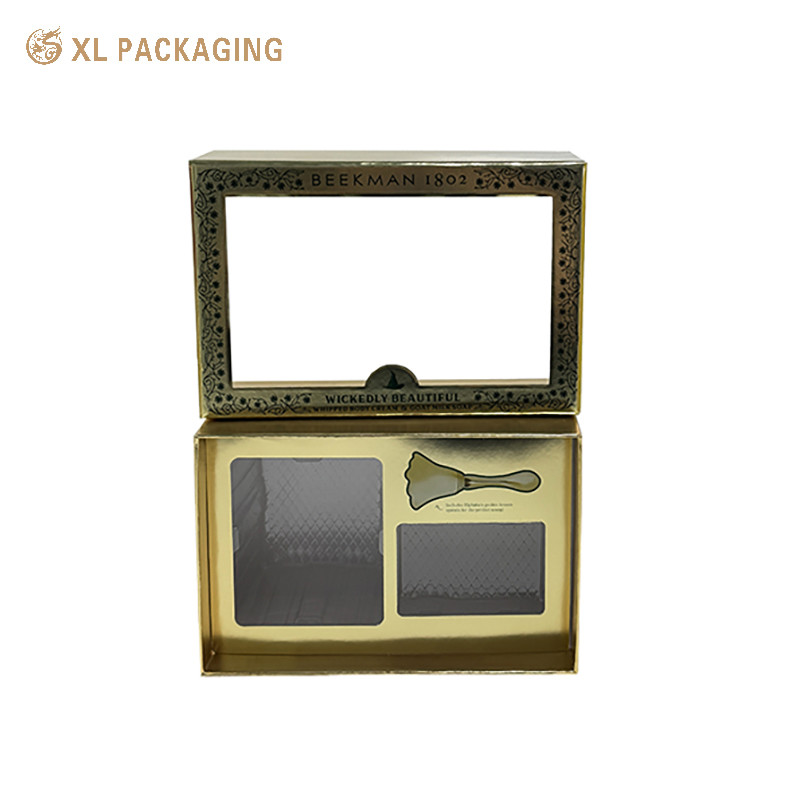 Customized Perfume Packaging Box Gold Foil Surface Inside Skin Care Cosmetic Luxury Gift