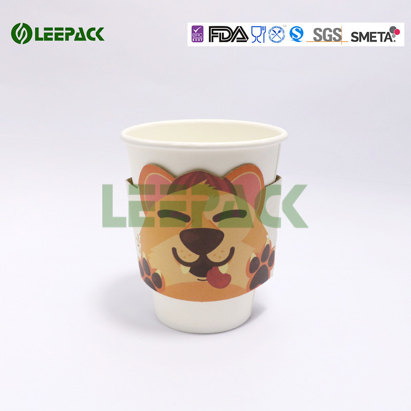 8oz To 20oz Single Wall Paper Cups , White Coffee Paper Cup With Lid And Sleeve