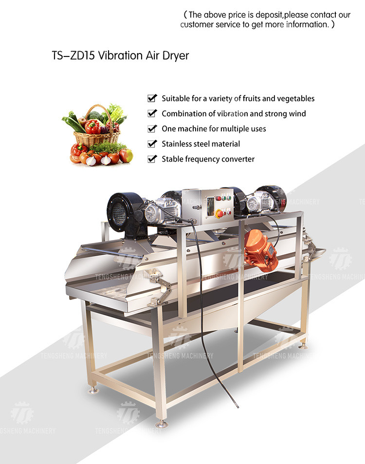 380V 4.25KW Fruit and vegetable air drying machine large vibrating air drying machine stainless steel vibration air dryi