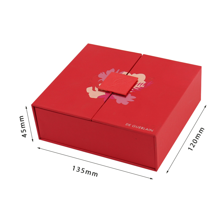 Skin Care Double Door Paper Cardboard Packaging Gift Box with Magnetic Closure Red