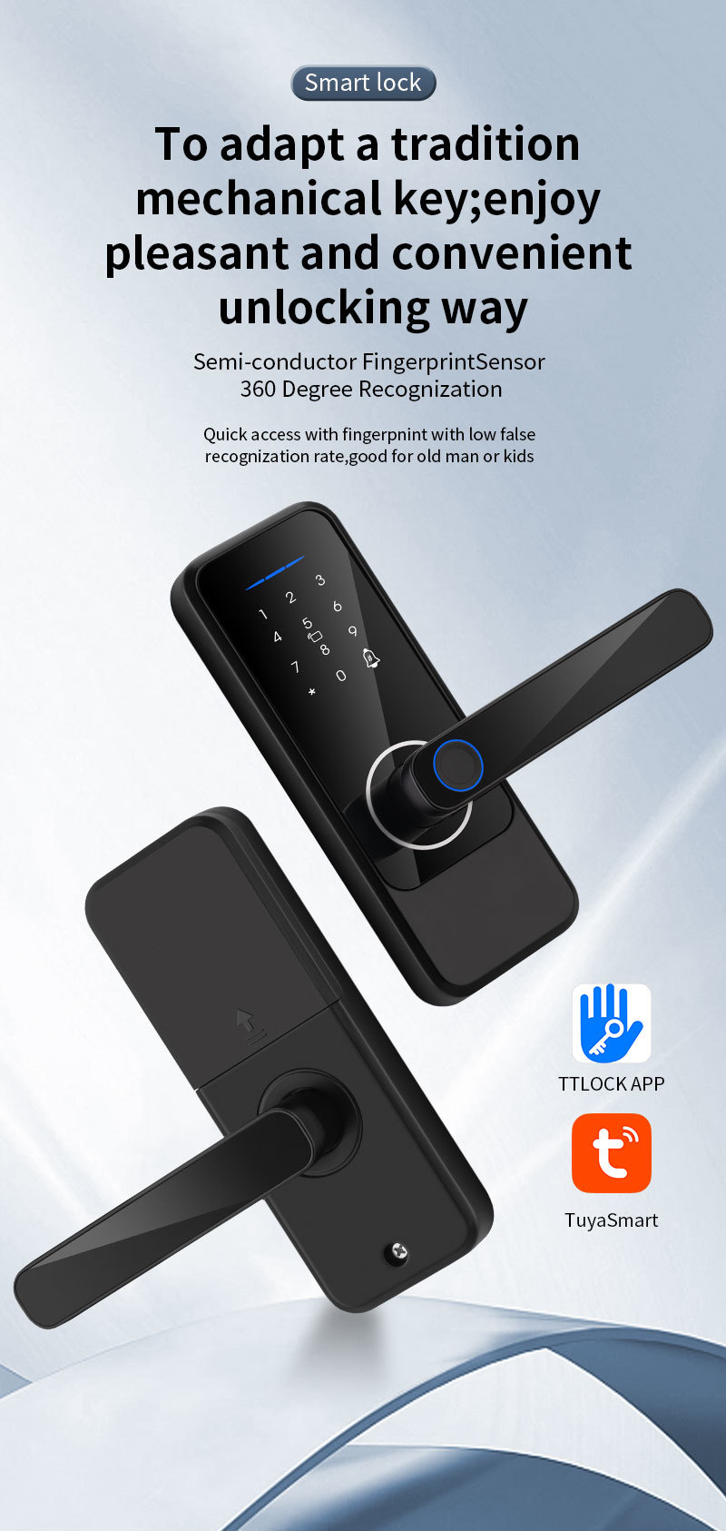 S810 Inteligent Fingerprint Lock Wifi Keys Simple Door Lock Tuya Fingerprint TTlock Smart Home Door Lock