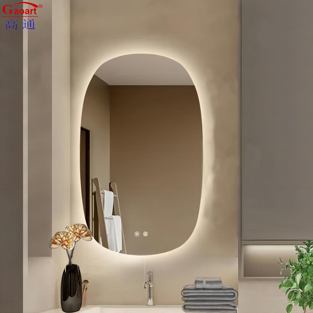Modern Smart Bathroom with Illuminated Round LED Light and Portable Full Size Sticker