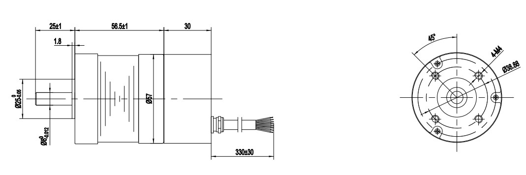 57BL03X-001 Nema23 24V Brushless Dc Motor Integrated 57mm 3500rpm 0.18N.M