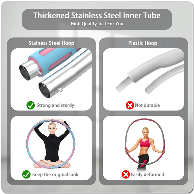SS core 8 Sections Weighted Hula Hoops For Weight Loss