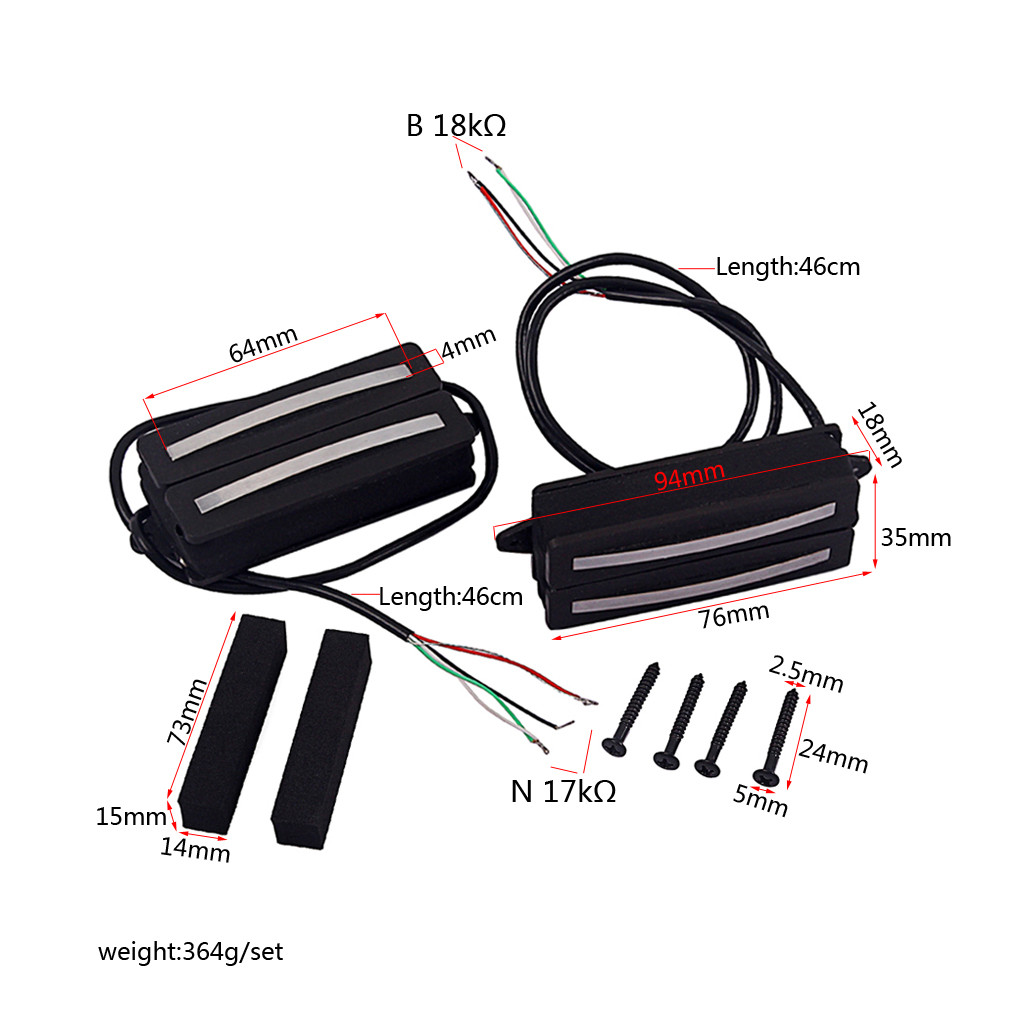 Vintage Alnico V Humbucker Pickup Dual Rail Double Coil Pickup Set N17K/B18K Output Electric Guitar