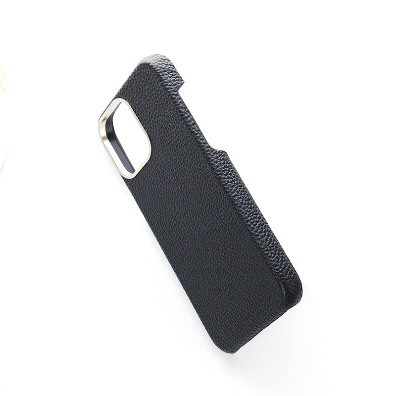 Customize Pebble Genuine Leather Cover for iPhone 13 14 Protecting Camera Phone Case