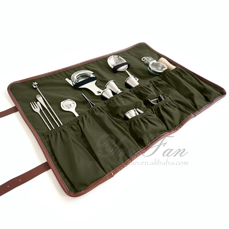 Leather Roll Up Custom Knife Bags Durable With Premium Waxed Canvas Lining
