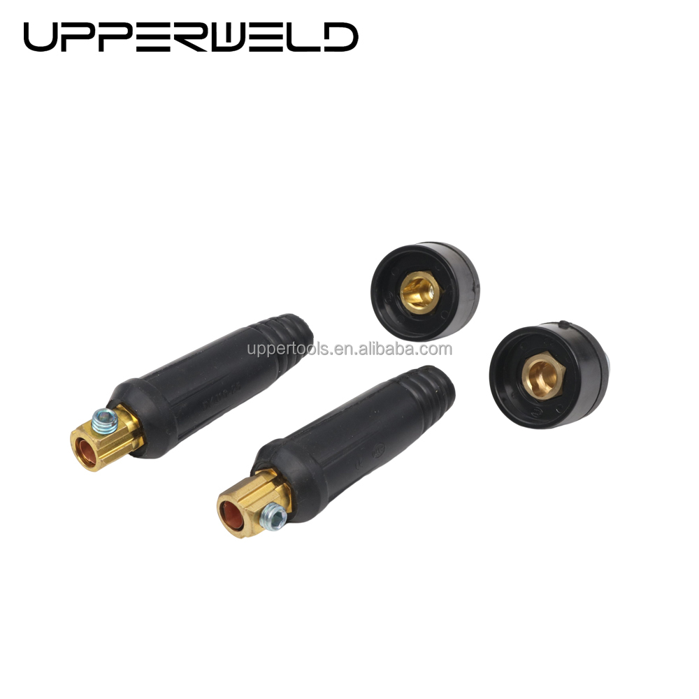 Welding cable connector 10-25 female european type in black for welding performance