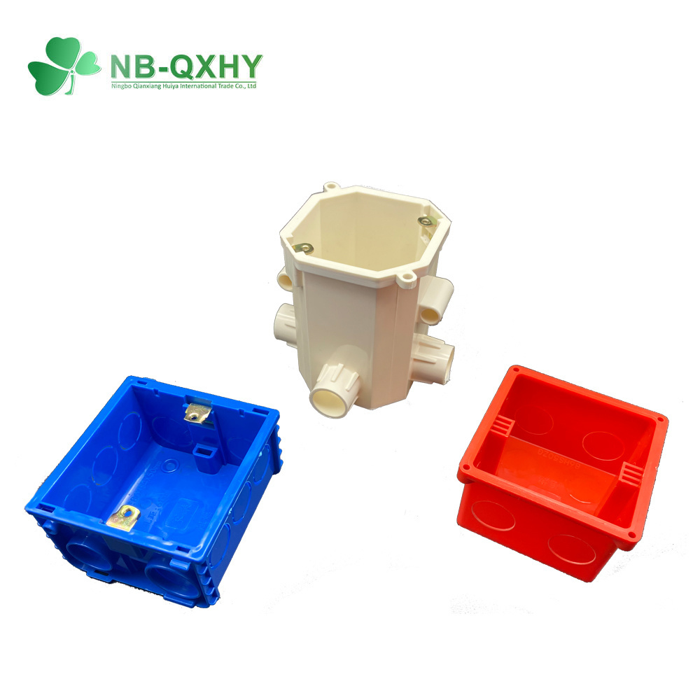 China 20mm Plastic Red Color Square Conduit Enclosure Wire Switch Box