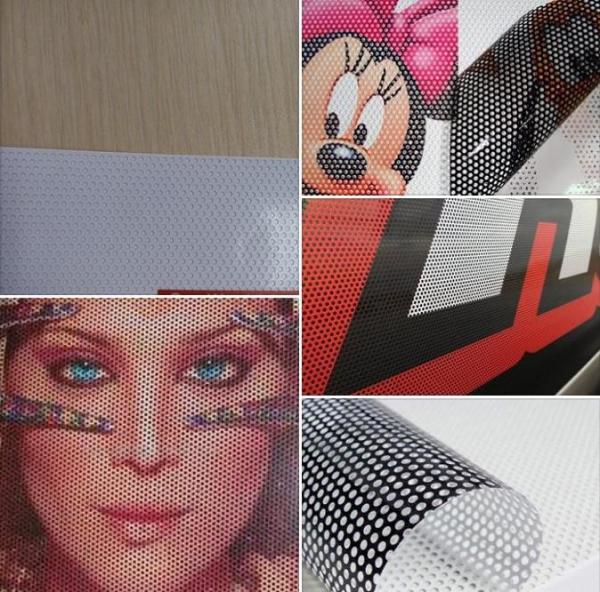 Different transmittance perforated one way vision vinyl sticker for solvent/eco