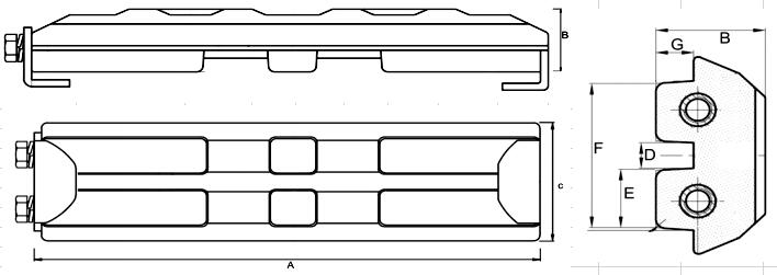 700mm Pitch Clip On Excavator Rubber Pads For Komatsu