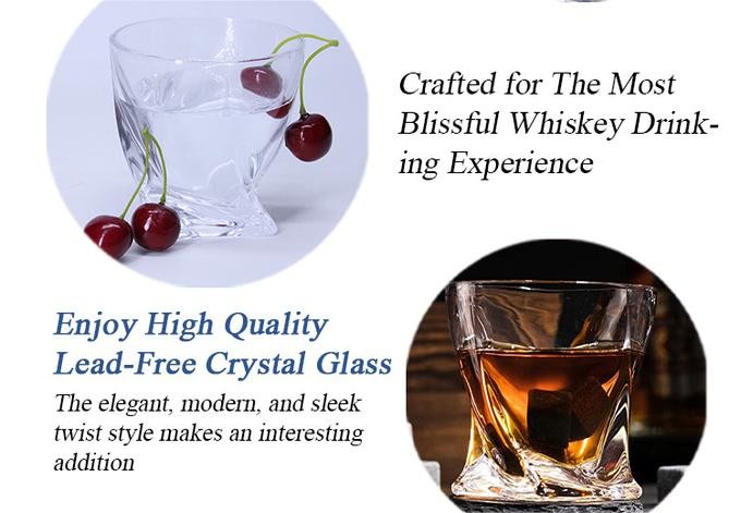 300ml Spiral Old Fashioned Glass Whisky Cups Tumbler ODM