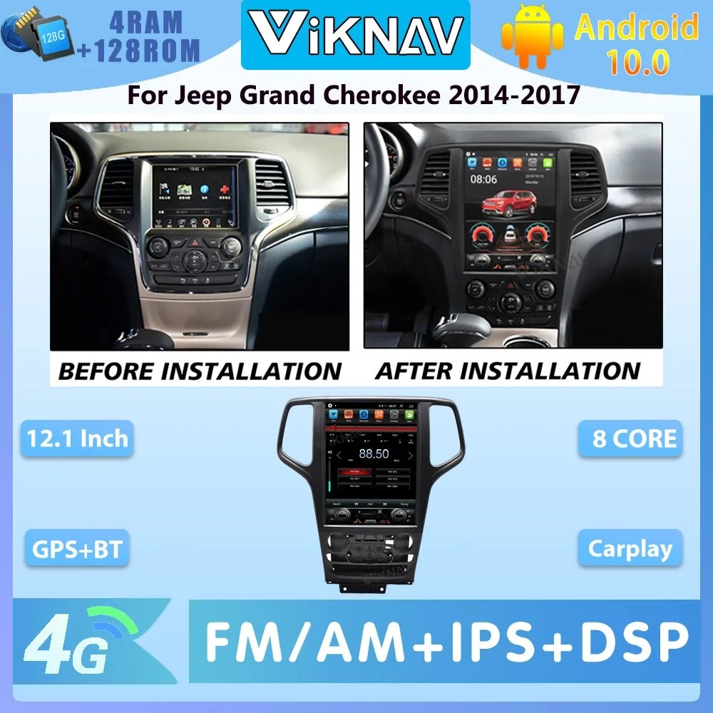 For 2014-2017 Jeep Grand Cherokee 12.1 Inch LCD screen Car radio DVD Navigation Multimedia Player Wireless Carplay BT 4G