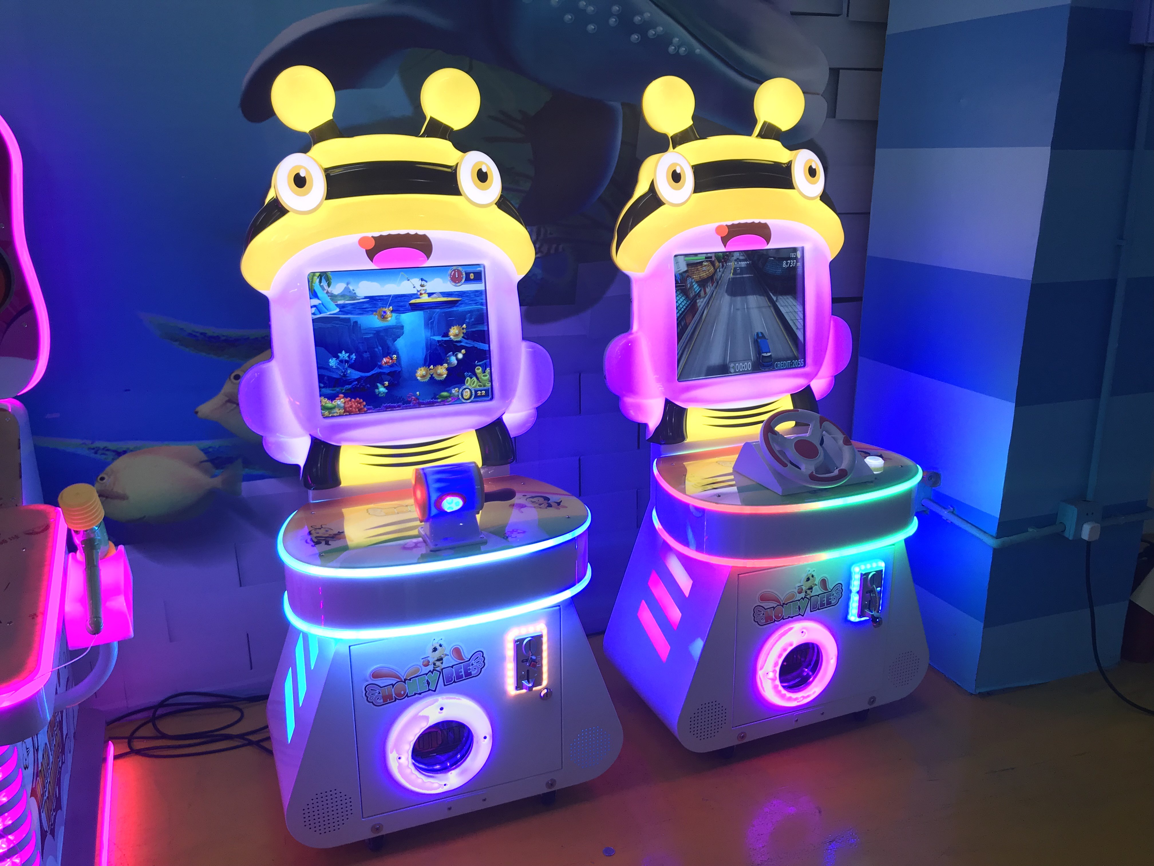 Attractive Kids Electric Racing + Arcade Fishing Game Machine 1 Year Warranty