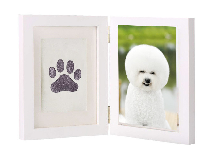 Customized Pet Keepsake Frame Ink Pad Paw Print Memorial Picture Frame