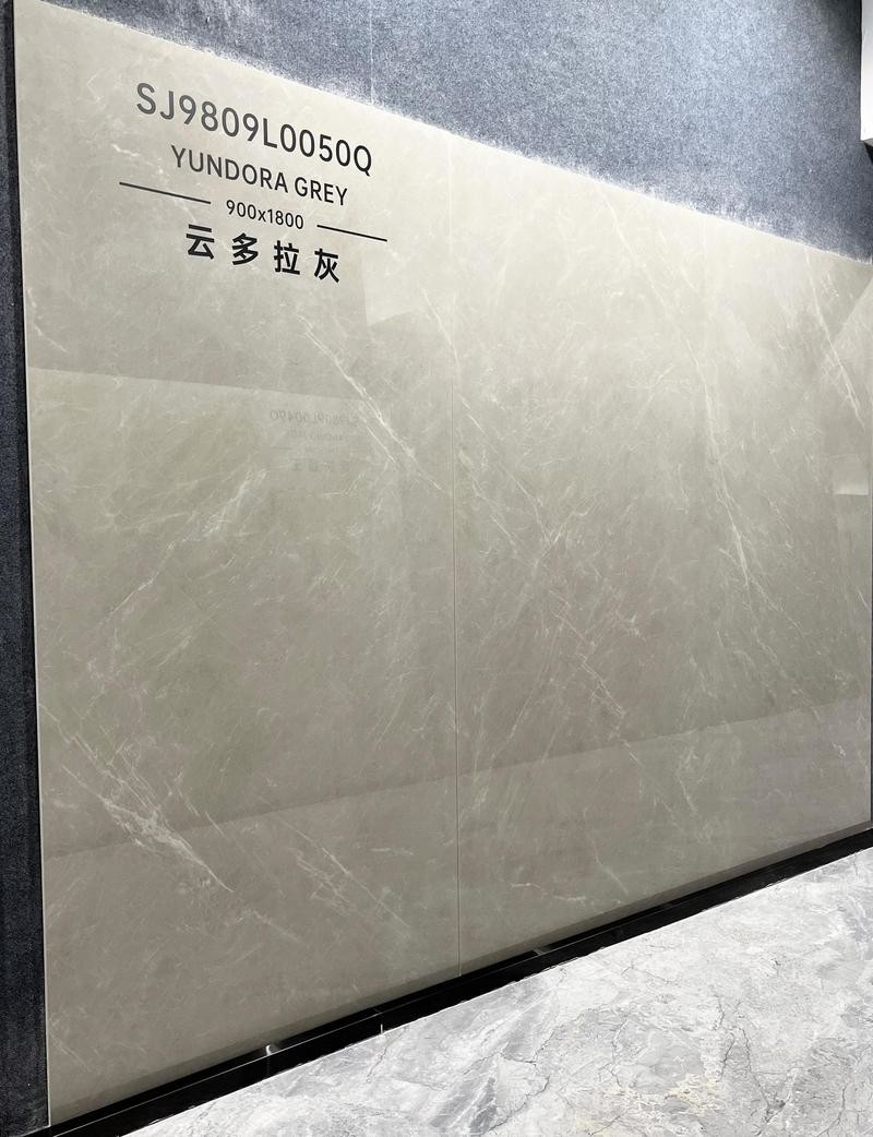 Vintage Non-Slip Indoor Floor Glazed Polished Porcelain Tile 900x1800x9mm For Project And Antibacterial Gray Tile For Hotel