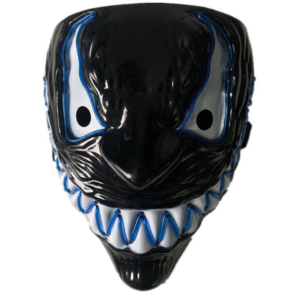 Quality Venom Halloween Scary Light Up Mask With Neon EL Wire 3 Lighting Modes for sale