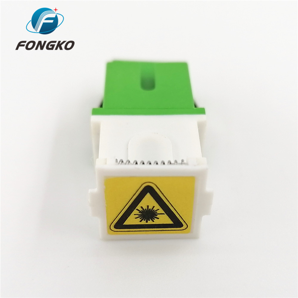 SM SC/APC White Auto Shutterwith metal shrapnel Green Fiber Optic Adapter