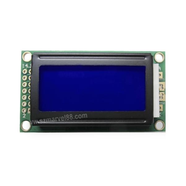 M0802B-B5, 8x2 Character Dot-matrix LCD Module, STN Blue LCD type, White backlight, transm