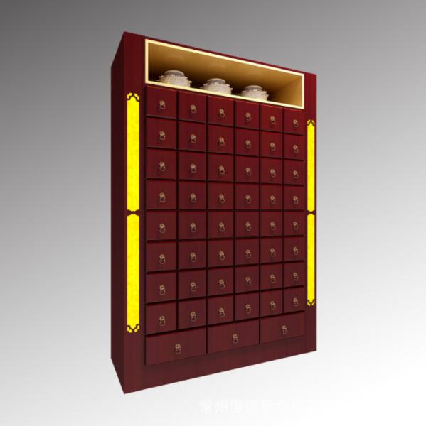 Traditional Medicine Chinese Pharmacy Store Display Rack With Non Toxic Wood