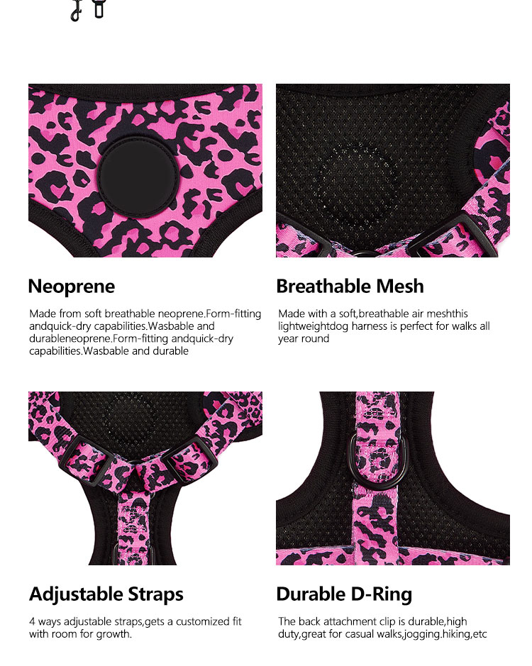 Popular Custom Personalized Designer Luxury No Pull Adjustable Collar Leash Bow Tie and Bandana Reversible Dog Harness Set