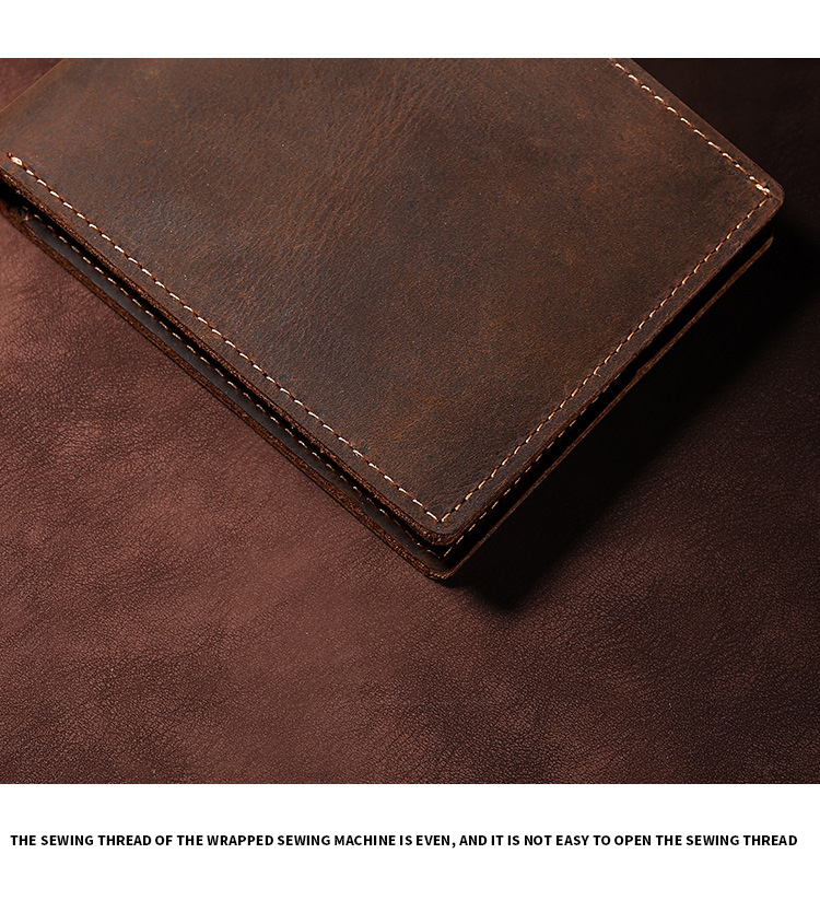 Slim Bifold Men's Wallet made of Genuine Leather with RFID Blocking and Nylon Lining