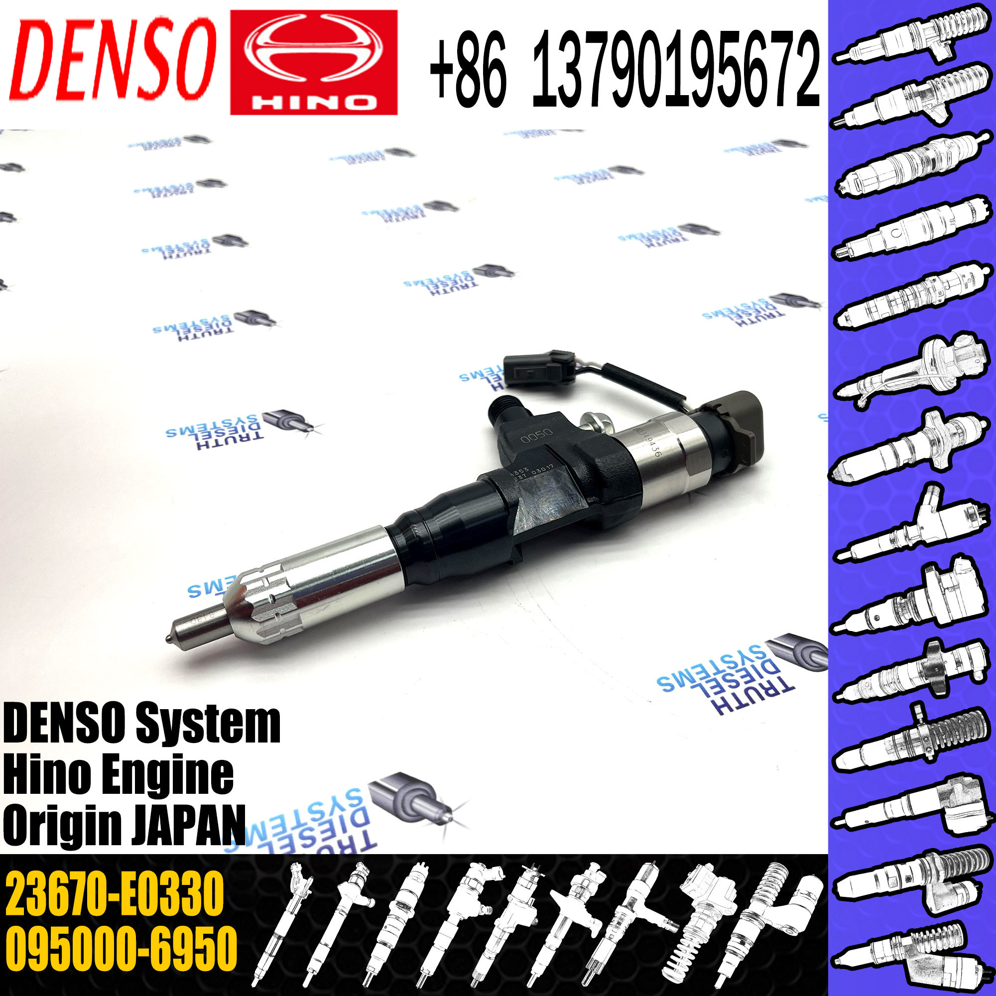 DENSO Common Rail Fuel Injector 095000-6950 095000-6951 095000-6952 23670-E0330