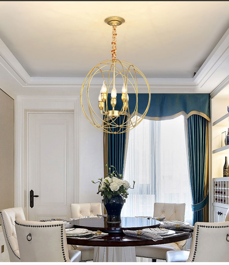 Iron Chandelier Lighting For Bedroom Kitchen E14 LED Modern Gold Black Chandelier(WH-CI-128)