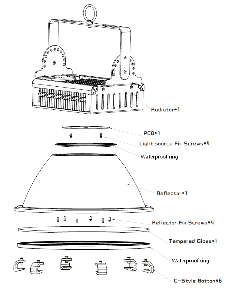 PF >0.95 Outdoor High Bay Light IP65 Led Highbay Light / Lamp Energy Saving 25D